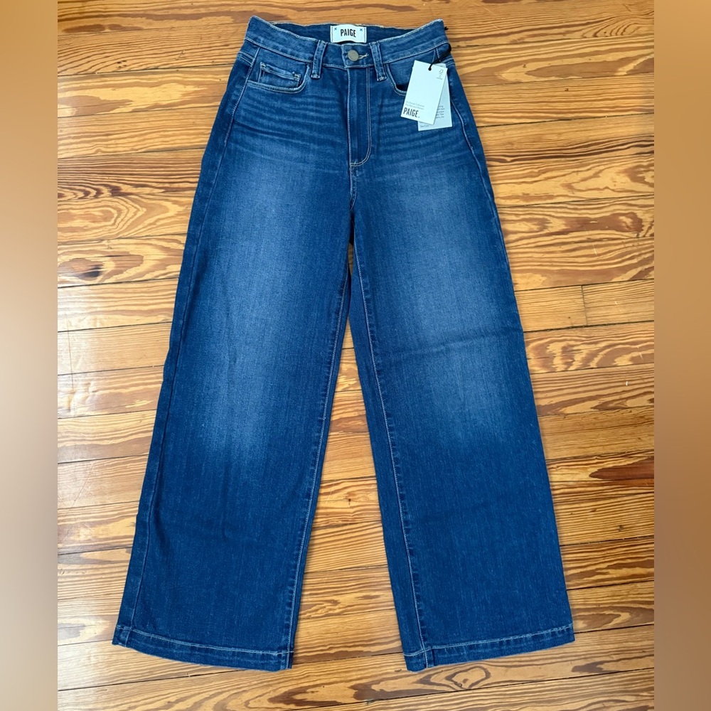 NWT PAIGE Genesee Crop Wide Hem Jeans in Cassia Wash - 24